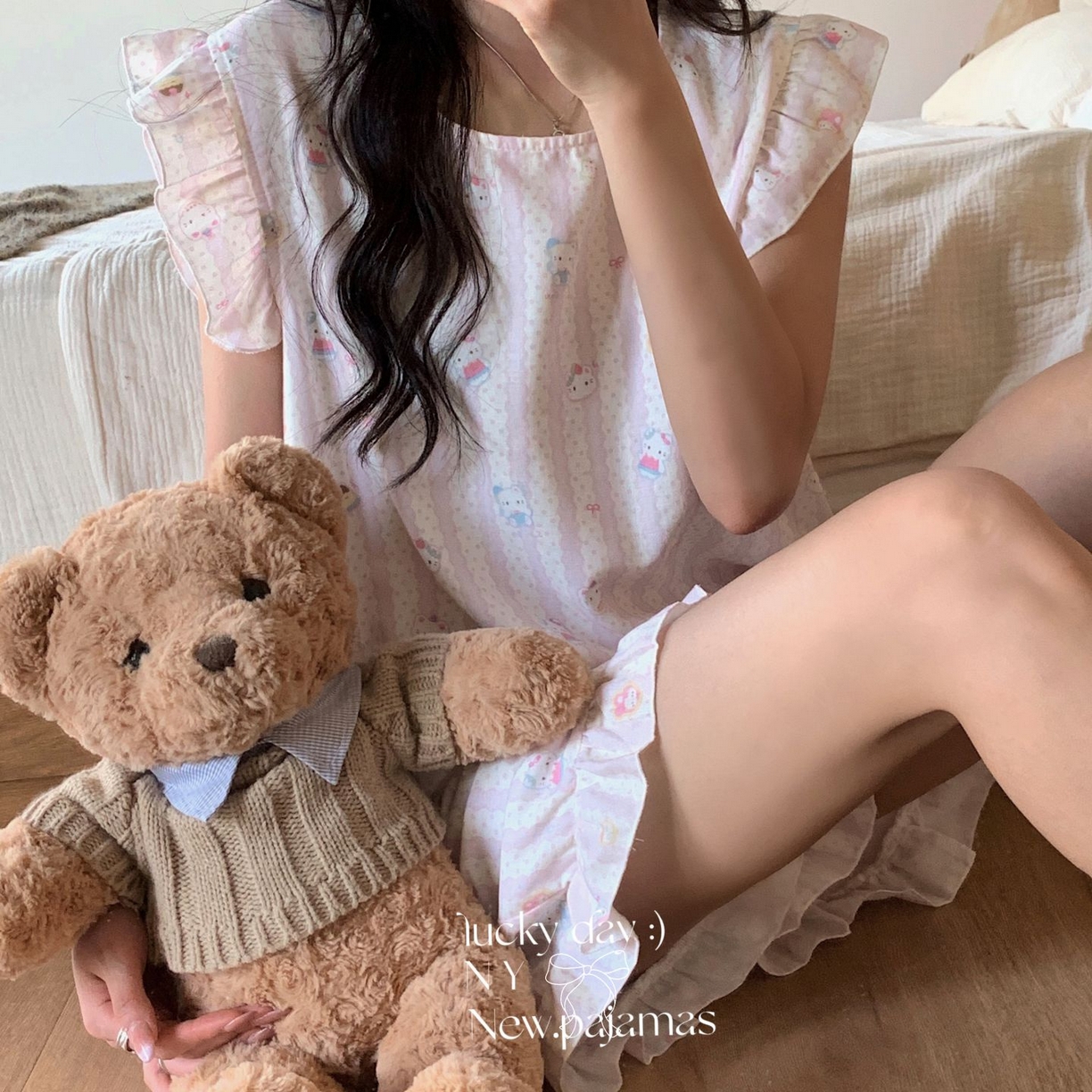 91家纺网 家纺一手货源 找家纺 （总）纽约生活 2025新款韩系双层纱复古小飞袖居家服