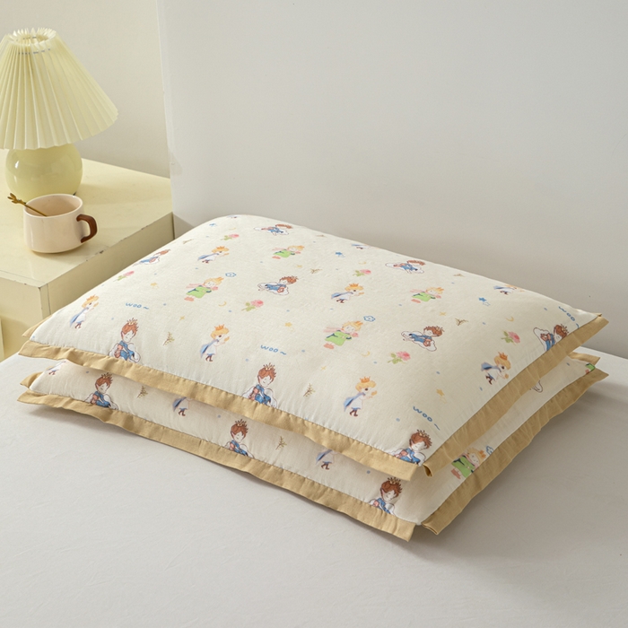 91家纺网 家纺一手货源 找家纺 大熊枕芯 2025新款全棉双层纱儿童棉花枕枕头枕芯 儿童棉花枕-王子 30x50cm/对