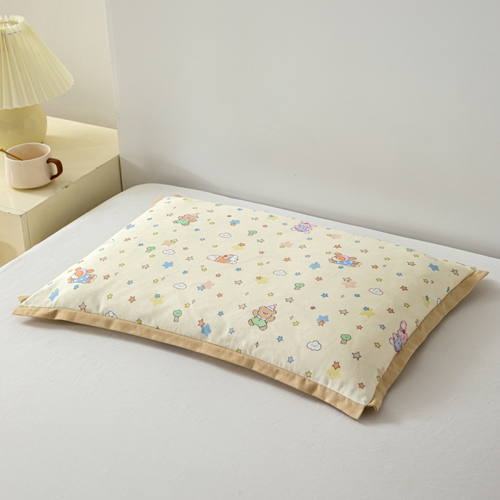 91家纺网 家纺一手货源 找家纺 大熊枕芯 2025新款全棉双层纱儿童棉花枕枕头枕芯 儿童棉花枕-星星 30x50cm/只