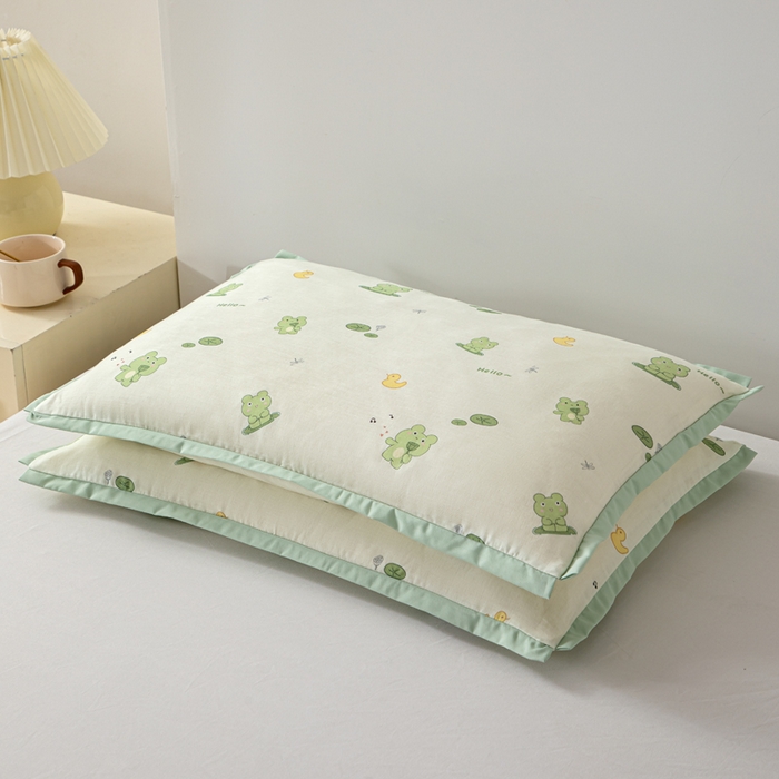 91家纺网 家纺一手货源 找家纺 大熊枕芯 2025新款全棉双层纱儿童棉花枕枕头枕芯 儿童棉花枕-小蛙 30x50cm/只