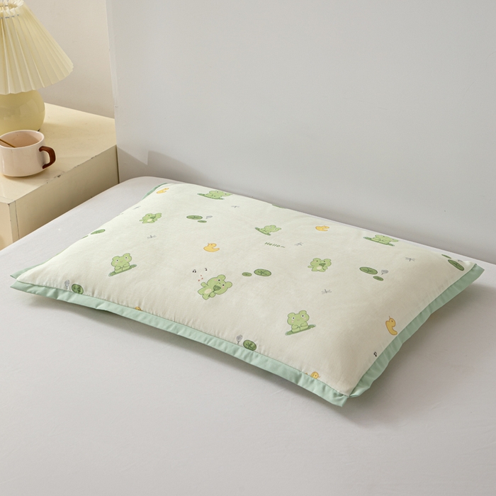 大熊枕芯 2025新款全棉双层纱儿童棉花枕枕头枕芯 儿童棉花枕-小蛙 30x50cm/只
