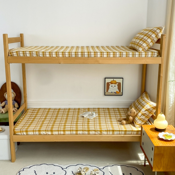 91家纺网 家纺一手货源 找家纺 恋人优选 2025新款儿童学生宿舍上下铺全棉纯棉色织床笠单品单床笠床笠单件-无标款系列一 芒果格