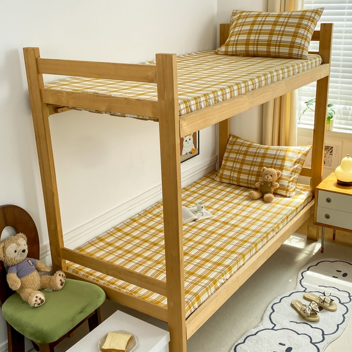 91家纺网 家纺一手货源 找家纺 恋人优选 2025新款儿童学生宿舍上下铺全棉纯棉色织床笠单品单床笠床笠单件-无标款系列一 芒果格