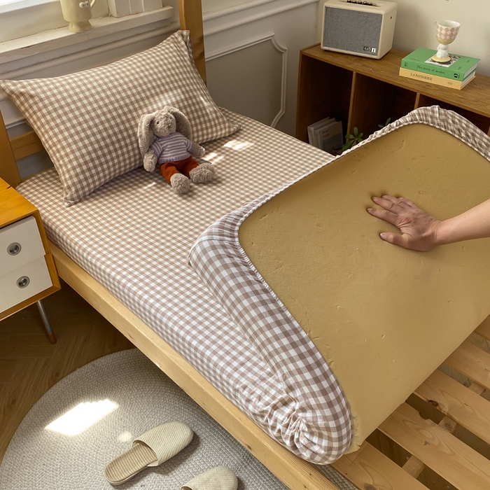 91家纺网 家纺一手货源 找家纺 恋人优选 2025新款儿童学生宿舍上下铺全棉纯棉色织床笠单品单床笠床笠单件-无标款系列一 米小格