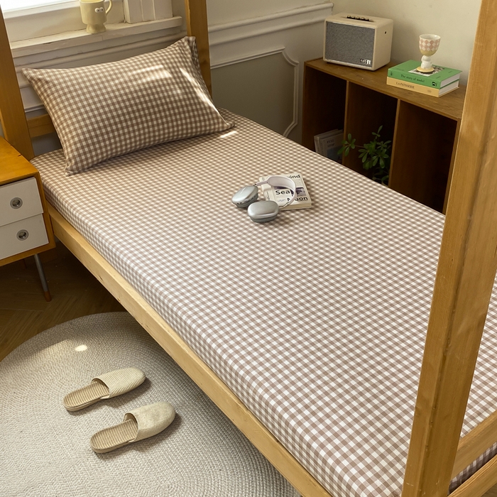 91家纺网 家纺一手货源 找家纺 恋人优选 2025新款儿童学生宿舍上下铺全棉纯棉色织床笠单品单床笠床笠单件-无标款系列一 米小格