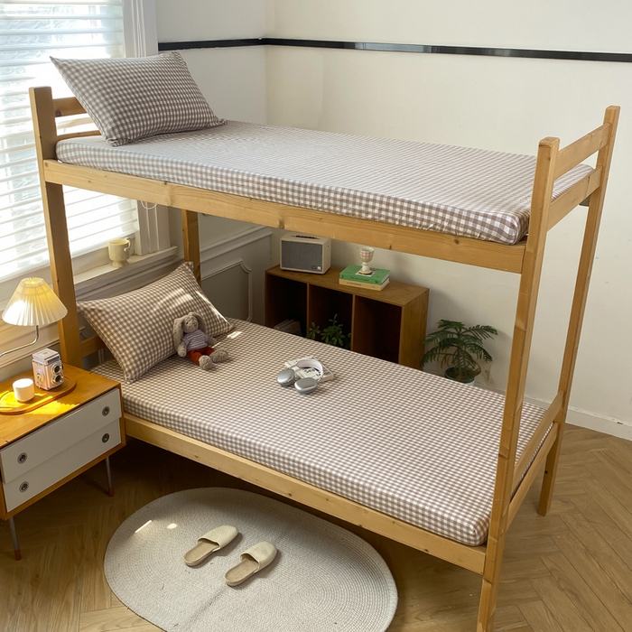 91家纺网 家纺一手货源 找家纺 恋人优选 2025新款儿童学生宿舍上下铺全棉纯棉色织床笠单品单床笠床笠单件-无标款系列一 米小格