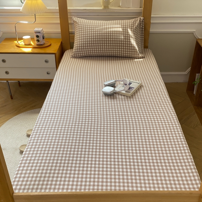 91家纺网 家纺一手货源 找家纺 恋人优选 2025新款儿童学生宿舍上下铺全棉纯棉色织床笠单品单床笠床笠单件-无标款系列一 米小格