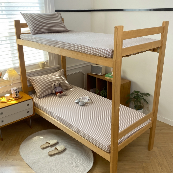 91家纺网 家纺一手货源 找家纺 恋人优选 2025新款儿童学生宿舍上下铺全棉纯棉色织床笠单品单床笠床笠单件-无标款系列一 米小格