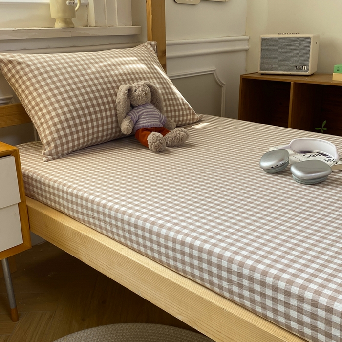 91家纺网 家纺一手货源 找家纺 恋人优选 2025新款儿童学生宿舍上下铺全棉纯棉色织床笠单品单床笠床笠单件-无标款系列一 米小格