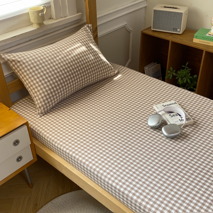 91家纺网 家纺一手货源 找家纺 恋人优选 2025新款儿童学生宿舍上下铺全棉纯棉色织床笠单品单床笠床笠单件-无标款系列一 米小格