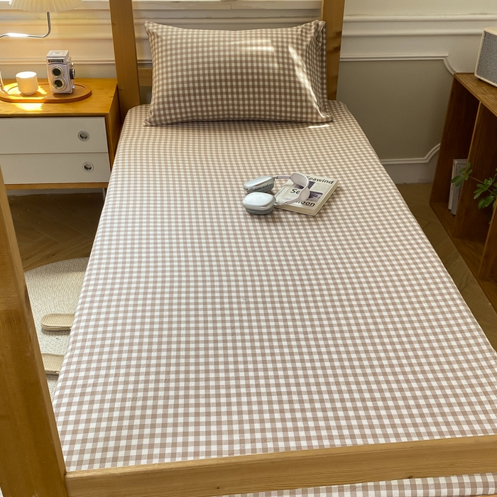 91家纺网 家纺一手货源 找家纺 恋人优选 2025新款儿童学生宿舍上下铺全棉纯棉色织床笠单品单床笠床笠单件-无标款系列一 米小格