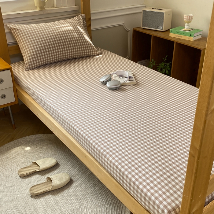 91家纺网 家纺一手货源 找家纺 恋人优选 2025新款儿童学生宿舍上下铺全棉纯棉色织床笠单品单床笠床笠单件-无标款系列一 米小格