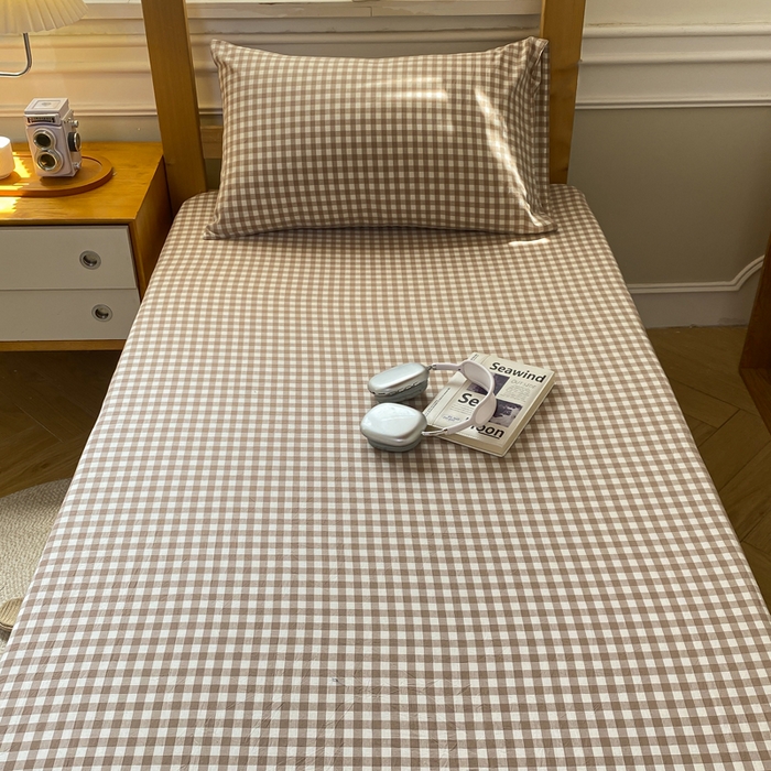 91家纺网 家纺一手货源 找家纺 恋人优选 2025新款儿童学生宿舍上下铺全棉纯棉色织床笠单品单床笠床笠单件-无标款系列一 米小格