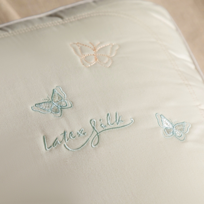 91家纺网 家纺一手货源 找家纺 慕尚家纺 2025新款简约天丝棉绣花枕头枕芯 蝴蝶蚕丝枕 48x74cm/只