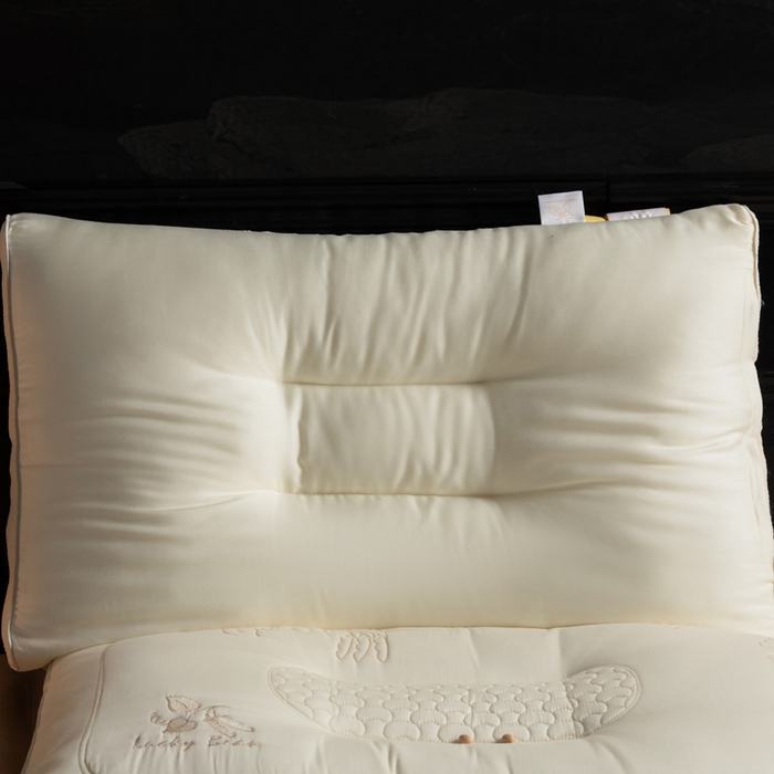 91家纺网 家纺一手货源 找家纺 慕尚家纺 2025新款简约天丝棉绣花枕头枕芯 舒适大豆枕 48x74cm/只