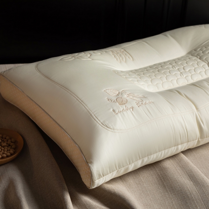 91家纺网 家纺一手货源 找家纺 慕尚家纺 2025新款简约天丝棉绣花枕头枕芯 舒适大豆枕 48x74cm/只