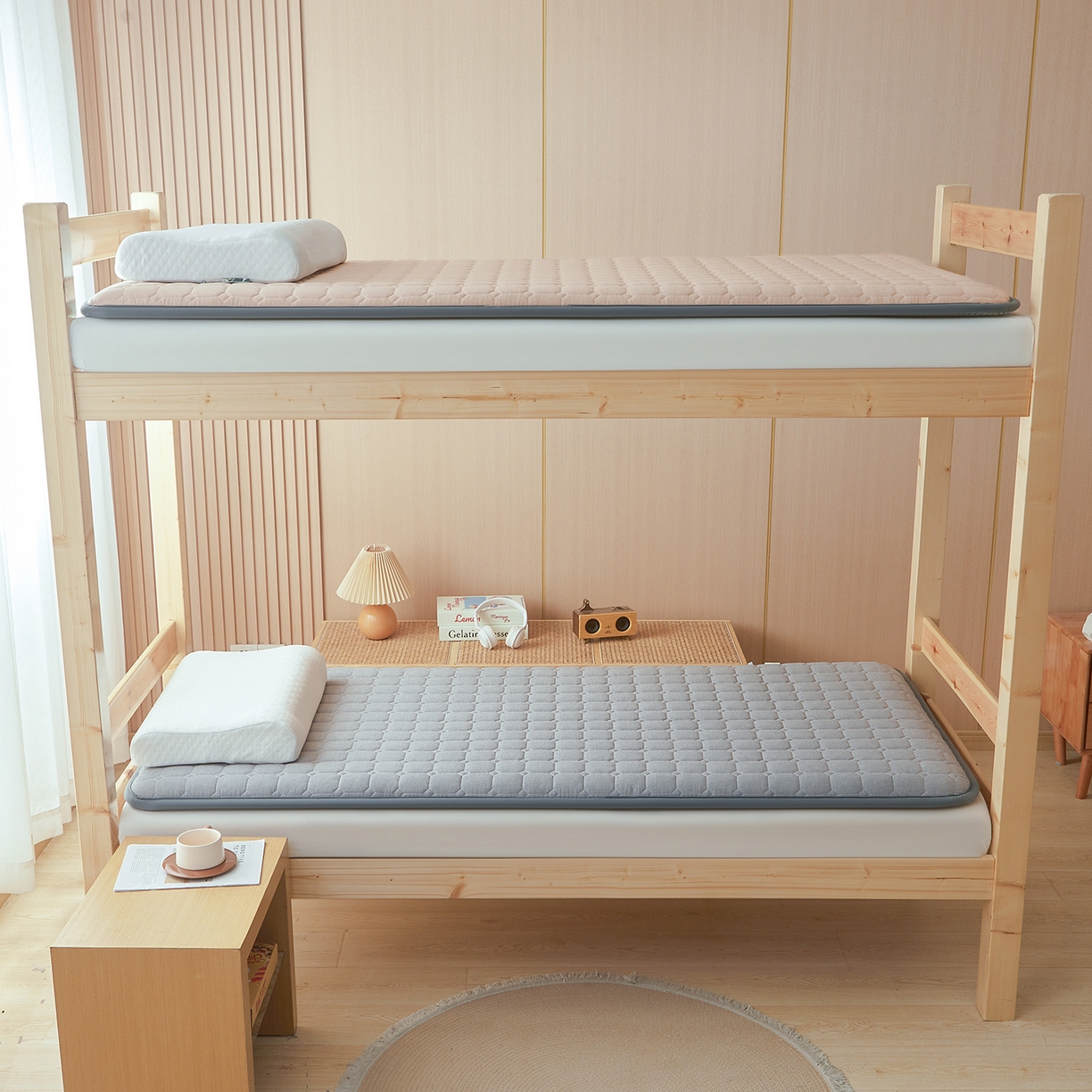 91家纺网 家纺一手货源 找家纺 丽诺床垫 2025新款全棉色织棉花学生床垫 棉花床垫-灰色