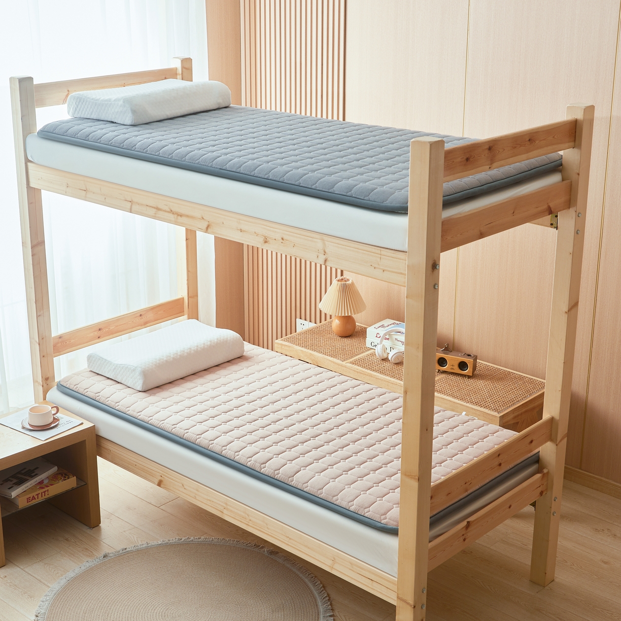 91家纺网 家纺一手货源 找家纺 丽诺床垫 2025新款全棉色织棉花学生床垫 棉花床垫-卡其色