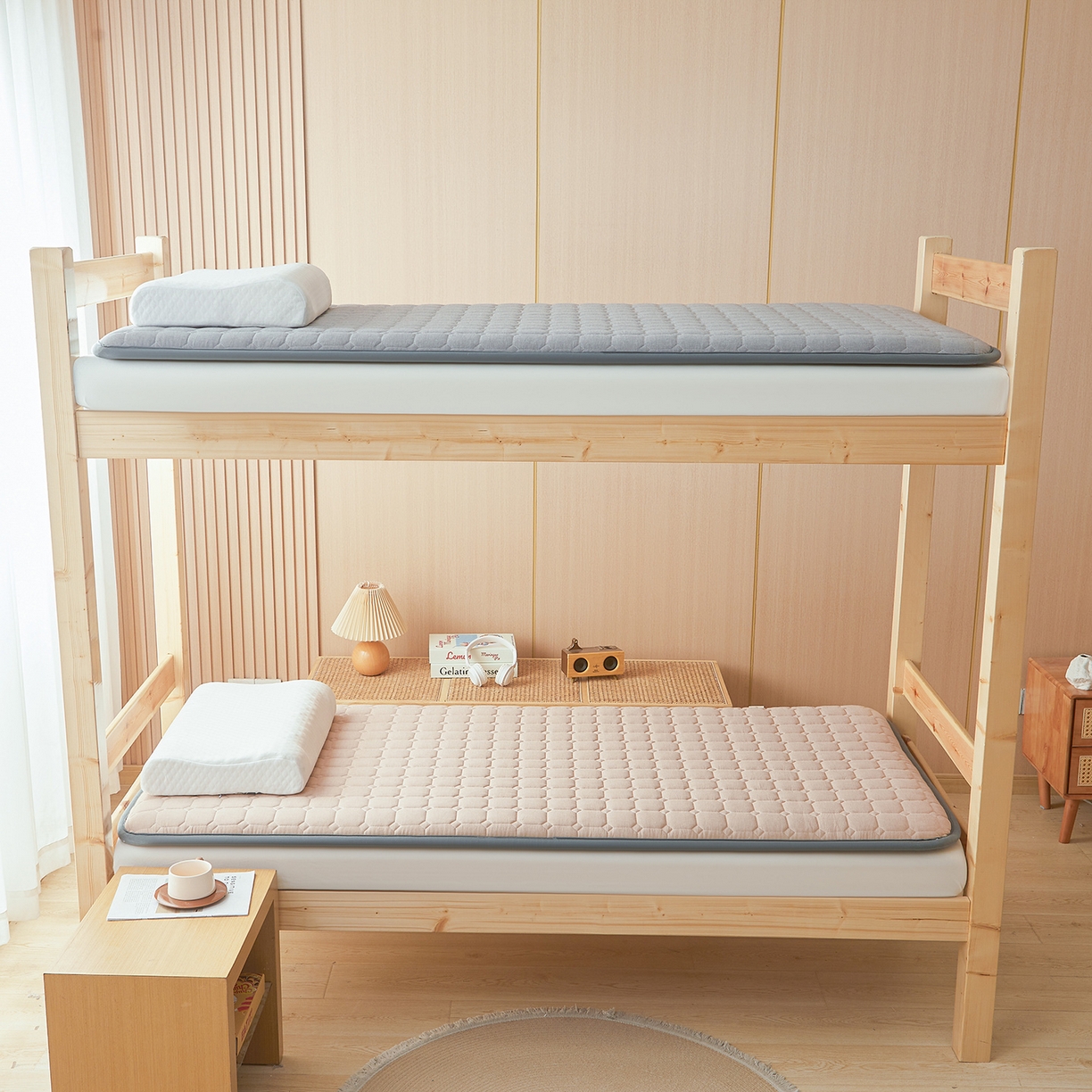 91家纺网 家纺一手货源 找家纺 丽诺床垫 2025新款全棉色织棉花学生床垫 棉花床垫-卡其色