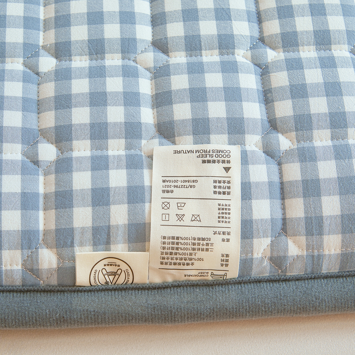 91家纺网 家纺一手货源 找家纺 丽诺床垫 2025新款全棉色织棉花学生床垫 棉花床垫-蓝小格