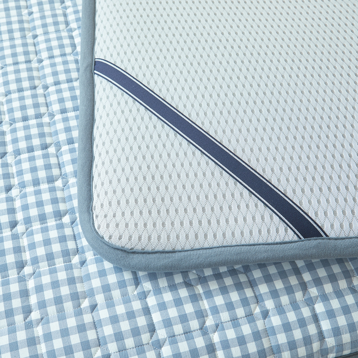 91家纺网 家纺一手货源 找家纺 丽诺床垫 2025新款全棉色织棉花学生床垫 棉花床垫-蓝小格