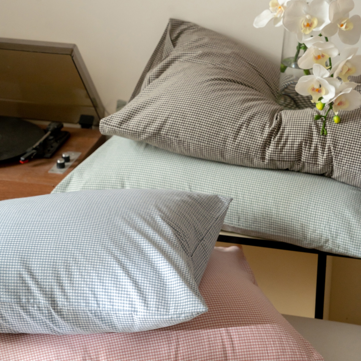 91家纺网 家纺一手货源 找家纺 （总）玖弘家居 2025新款全棉水洗棉细格四件套