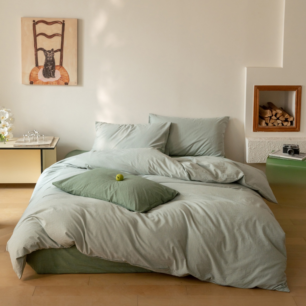 91家纺网 家纺一手货源 找家纺 （总）玖弘家居 2025新款全棉水洗棉细格四件套