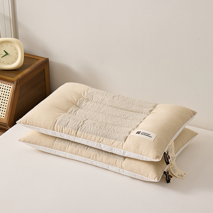 91家纺网 家纺一手货源 找家纺 圣之寐 2025新款草本苦荞健康睡眠护颈枕头枕芯 护颈低枕-秋黄