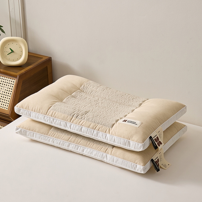 91家纺网 家纺一手货源 找家纺 圣之寐 2025新款草本苦荞健康睡眠护颈枕头枕芯 护颈中枕-秋黄