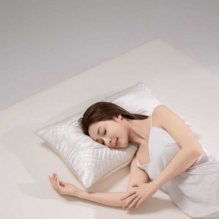 91家纺网 家纺一手货源 找家纺 圣之寐 2025新款蚕丝刺绣养 颜枕枕头枕芯 单边中枕