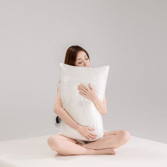 91家纺网 家纺一手货源 找家纺 圣之寐 2025新款蚕丝刺绣养 颜枕枕头枕芯 单边中枕