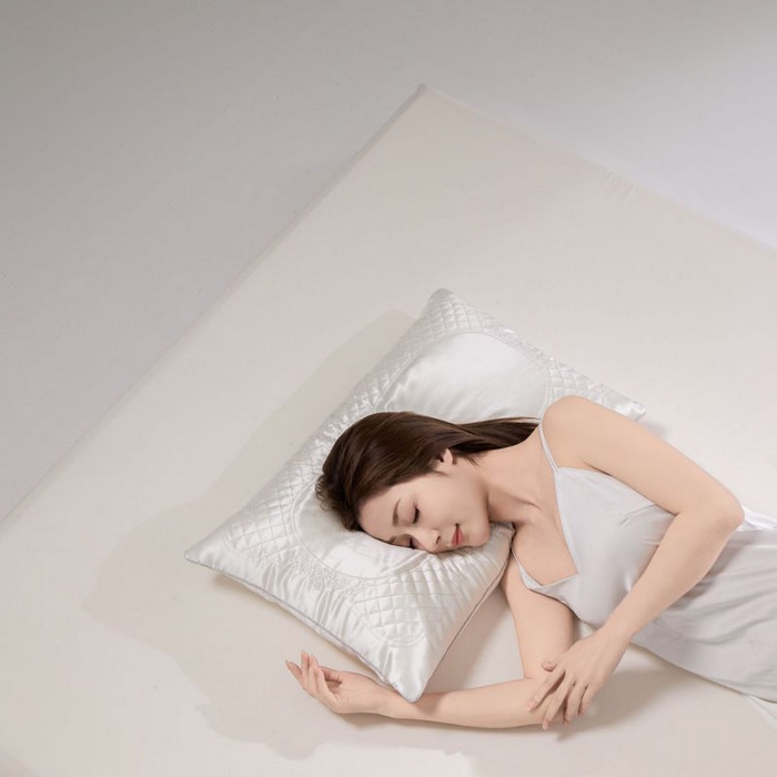 91家纺网 家纺一手货源 找家纺 圣之寐 2025新款蚕丝刺绣养 颜枕枕头枕芯 单边中枕