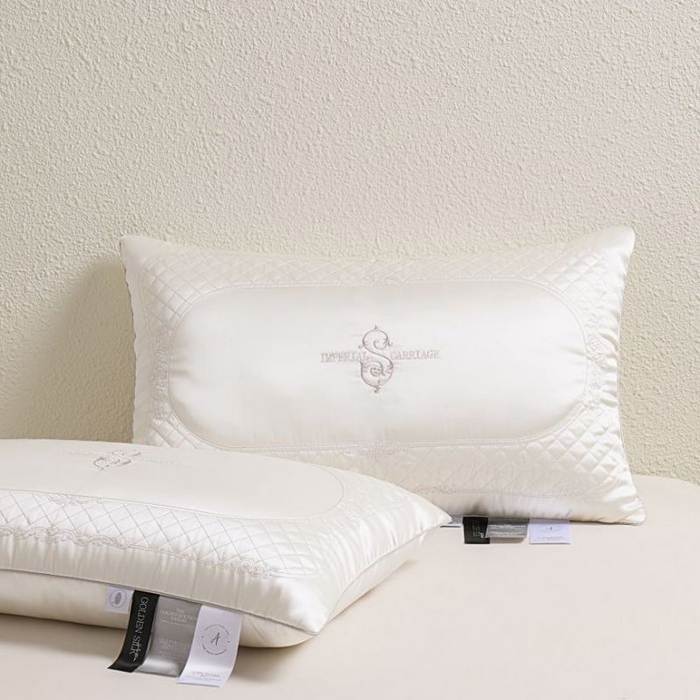 圣之寐 2025新款蚕丝刺绣养 颜枕枕头枕芯 单边中枕