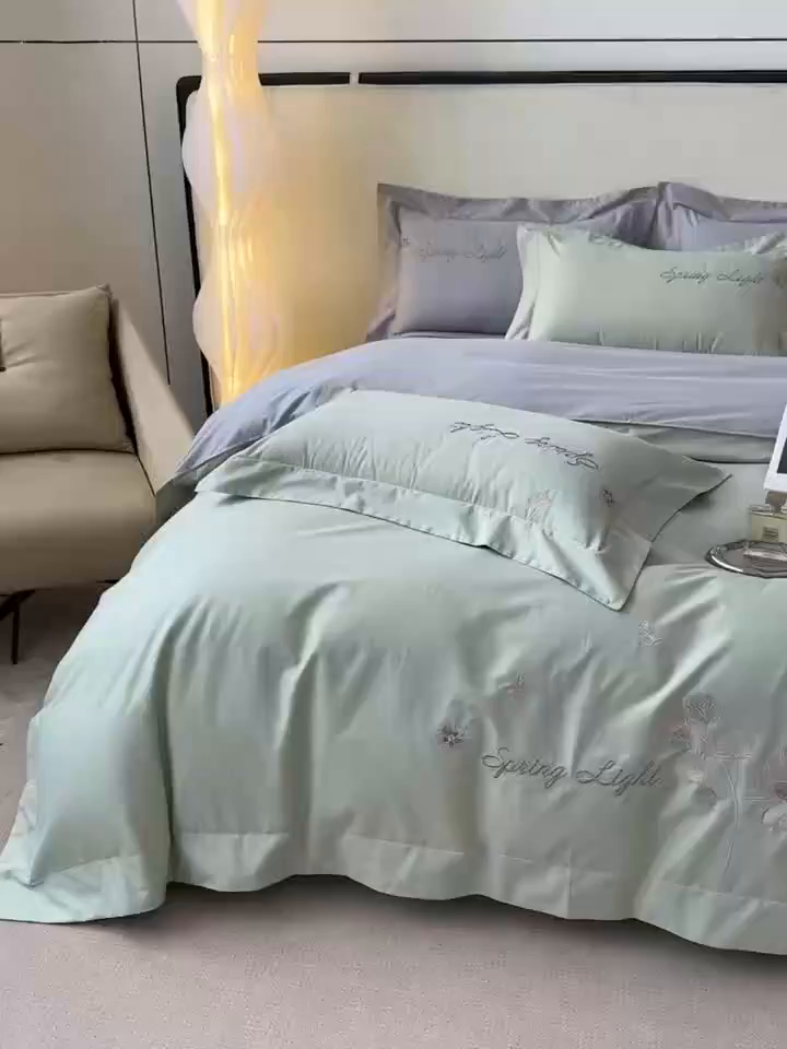 91家纺网 家纺一手货源 找家纺 （总）博之洋婚庆 2025新款纯棉全棉长绒棉刺绣绣花高端礼盒四件套-花之语系列