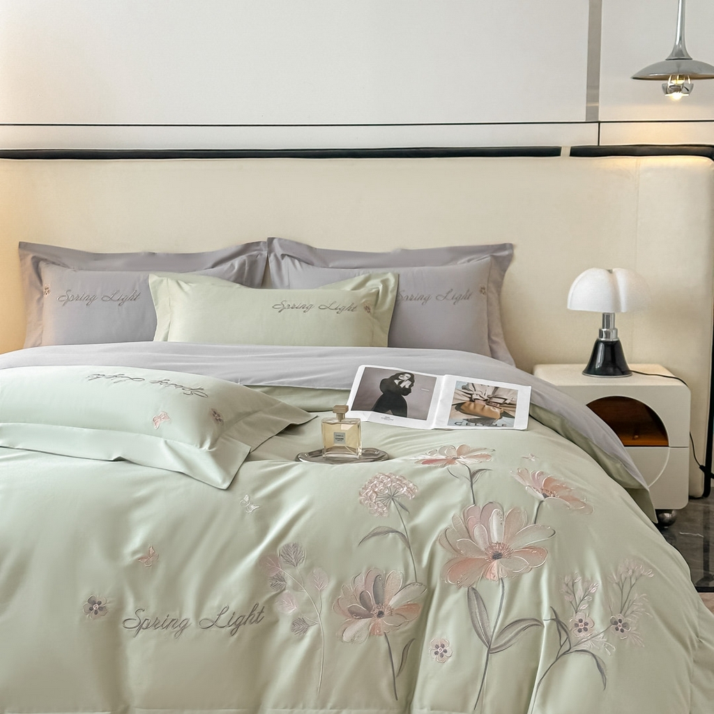 91家纺网 家纺一手货源 找家纺 （总）博之洋婚庆 2025新款纯棉全棉长绒棉刺绣绣花高端礼盒四件套-花之语系列