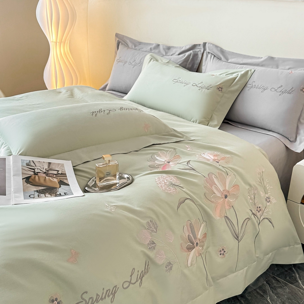 91家纺网 家纺一手货源 找家纺 （总）博之洋婚庆 2025新款纯棉全棉长绒棉刺绣绣花高端礼盒四件套-花之语系列