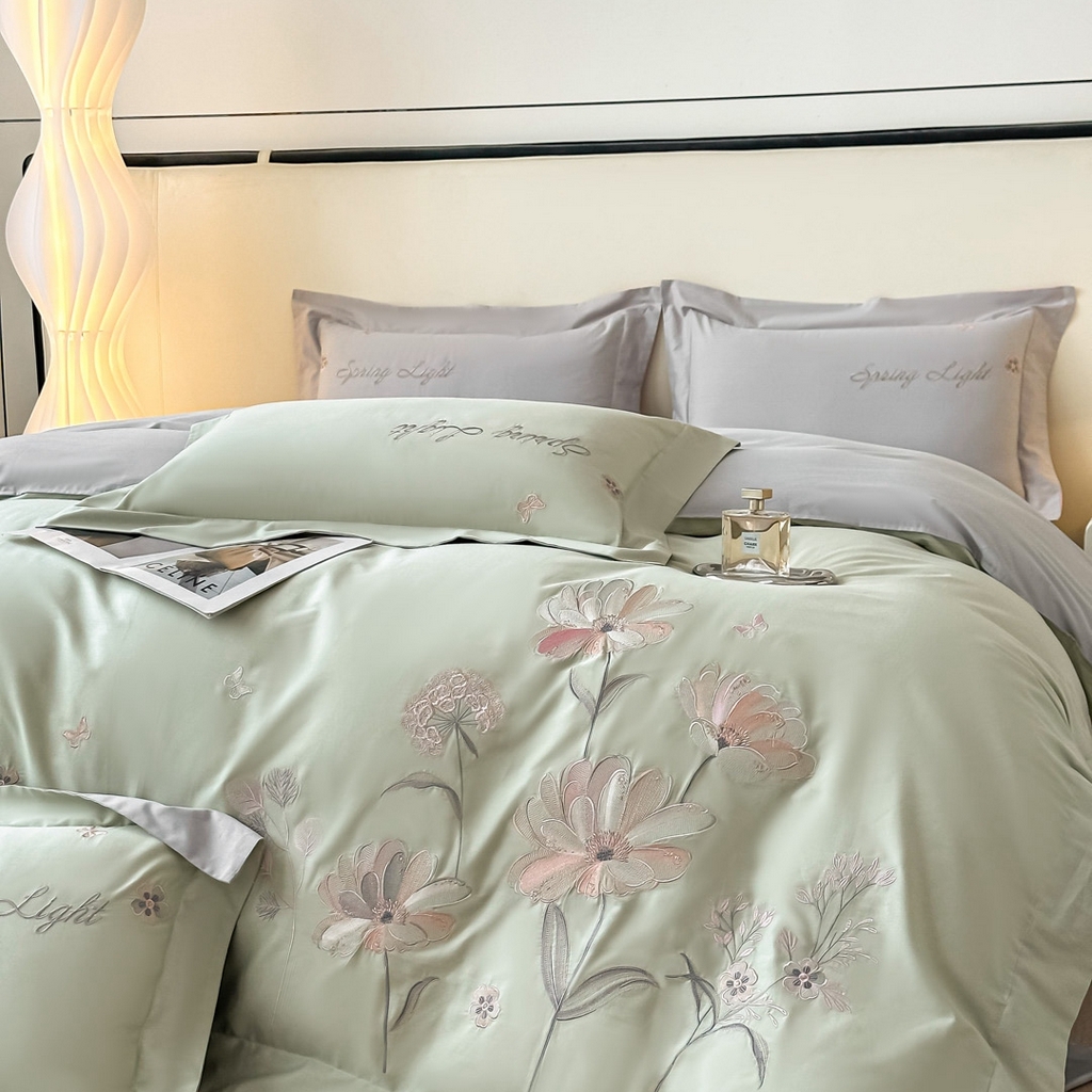 91家纺网 家纺一手货源 找家纺 （总）博之洋婚庆 2025新款纯棉全棉长绒棉刺绣绣花高端礼盒四件套-花之语系列