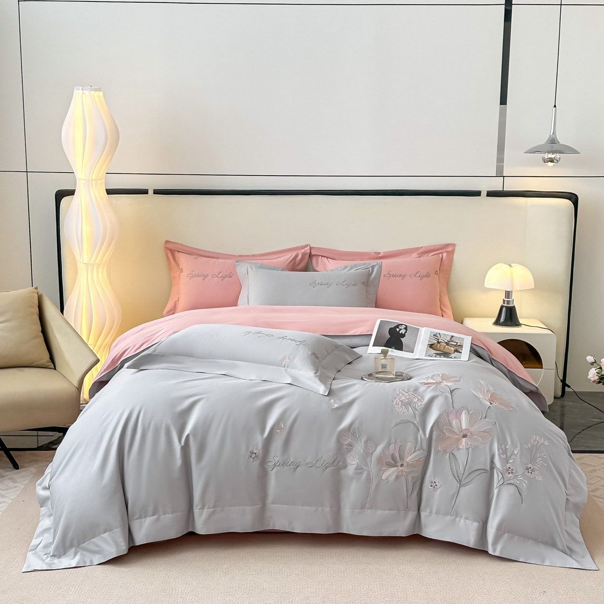 91家纺网 家纺一手货源 找家纺 （总）博之洋婚庆 2025新款纯棉全棉长绒棉刺绣绣花高端礼盒四件套-花之语系列