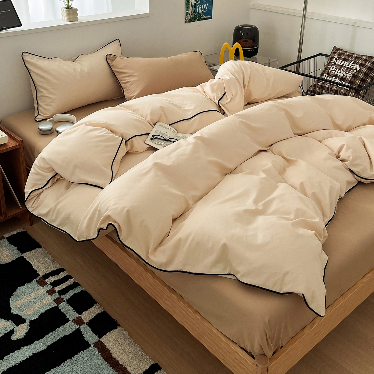 91家纺网 家纺一手货源 找家纺 （总）三朵家纺 2025新款50支加厚全棉纯棉磨毛混搭四件套-美拉德系列