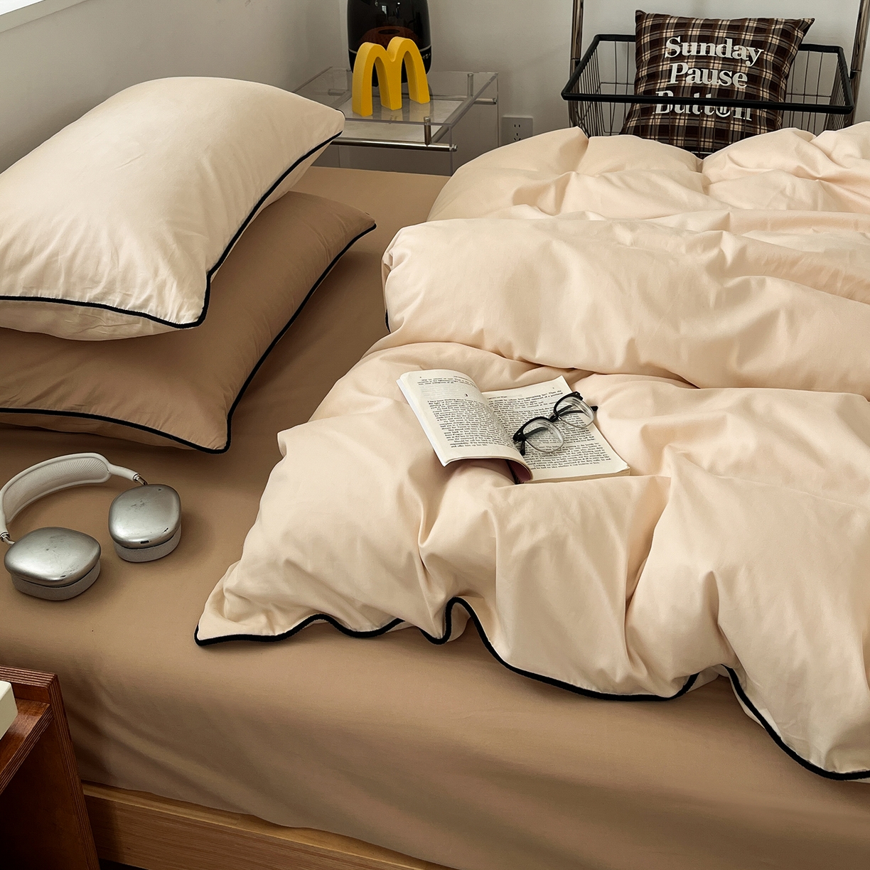 91家纺网 家纺一手货源 找家纺 （总）三朵家纺 2025新款50支加厚全棉纯棉磨毛混搭四件套-美拉德系列