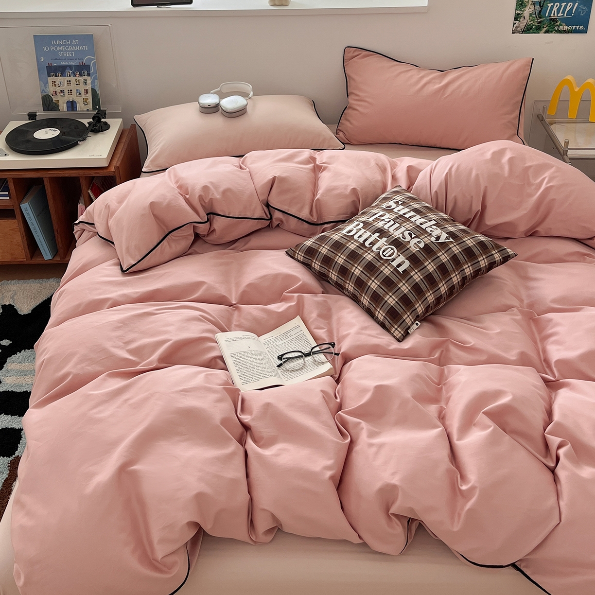 91家纺网 家纺一手货源 找家纺 （总）三朵家纺 2025新款50支加厚全棉纯棉磨毛混搭四件套-美拉德系列