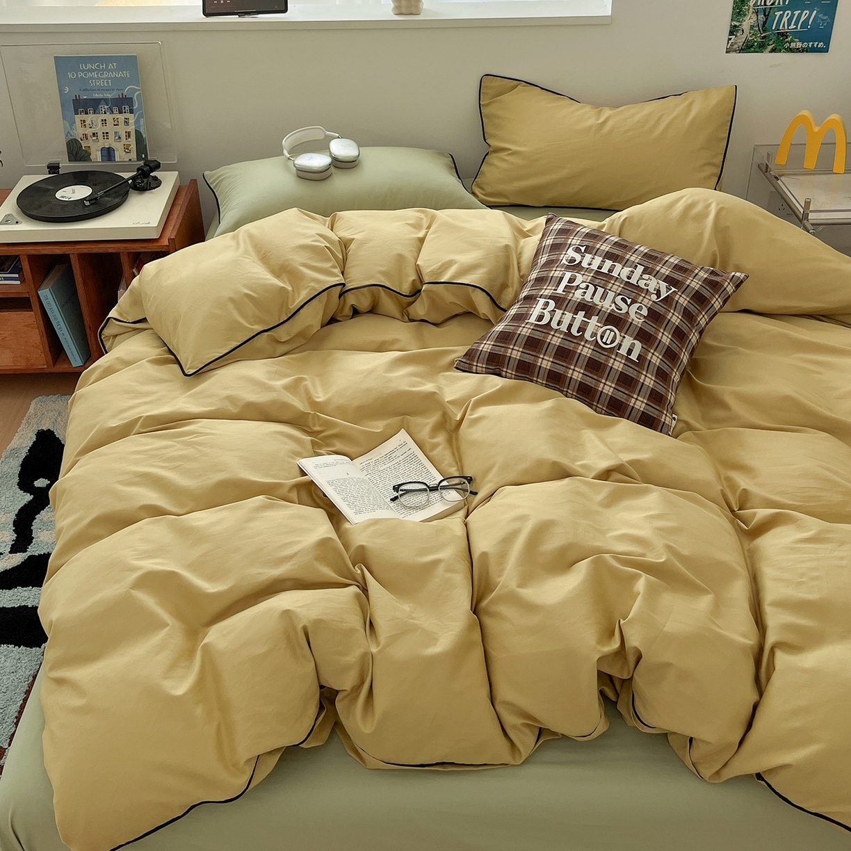 91家纺网 家纺一手货源 找家纺 （总）三朵家纺 2025新款50支加厚全棉纯棉磨毛混搭四件套-美拉德系列