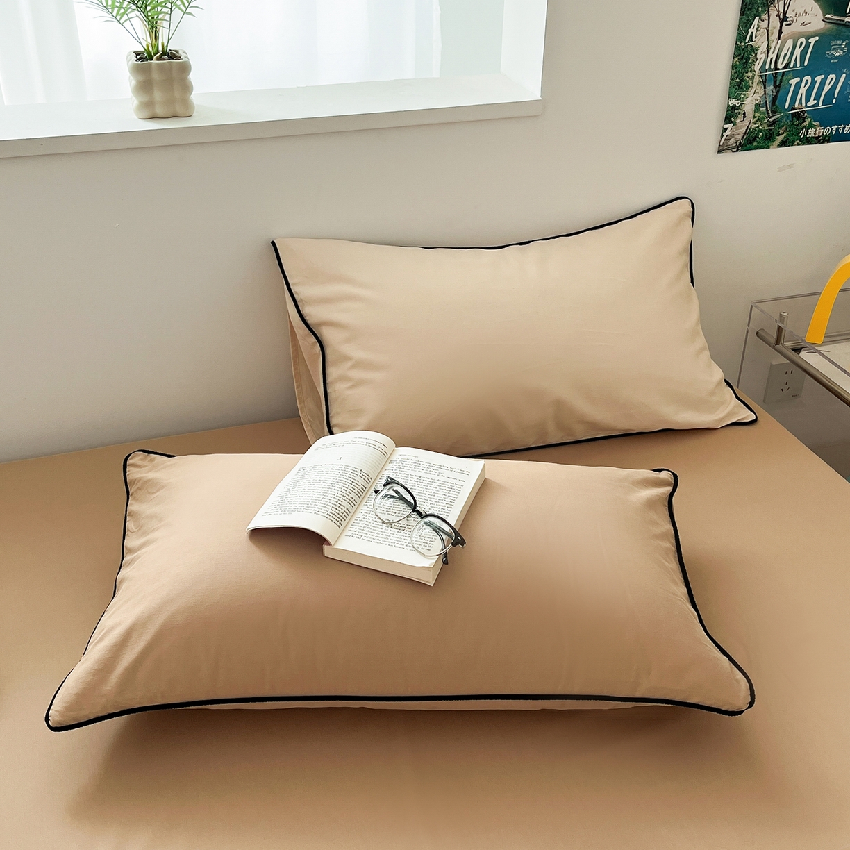 91家纺网 家纺一手货源 找家纺 三朵家纺 2025新款50支加厚全棉纯棉磨毛混搭四件套-美拉德系列 茶咖色