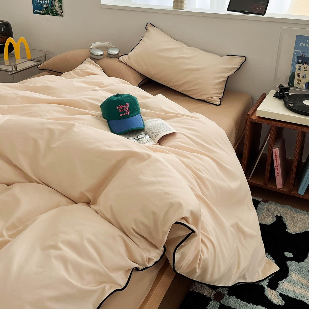 91家纺网 家纺一手货源 找家纺 三朵家纺 2025新款50支加厚全棉纯棉磨毛混搭四件套-美拉德系列 茶咖色