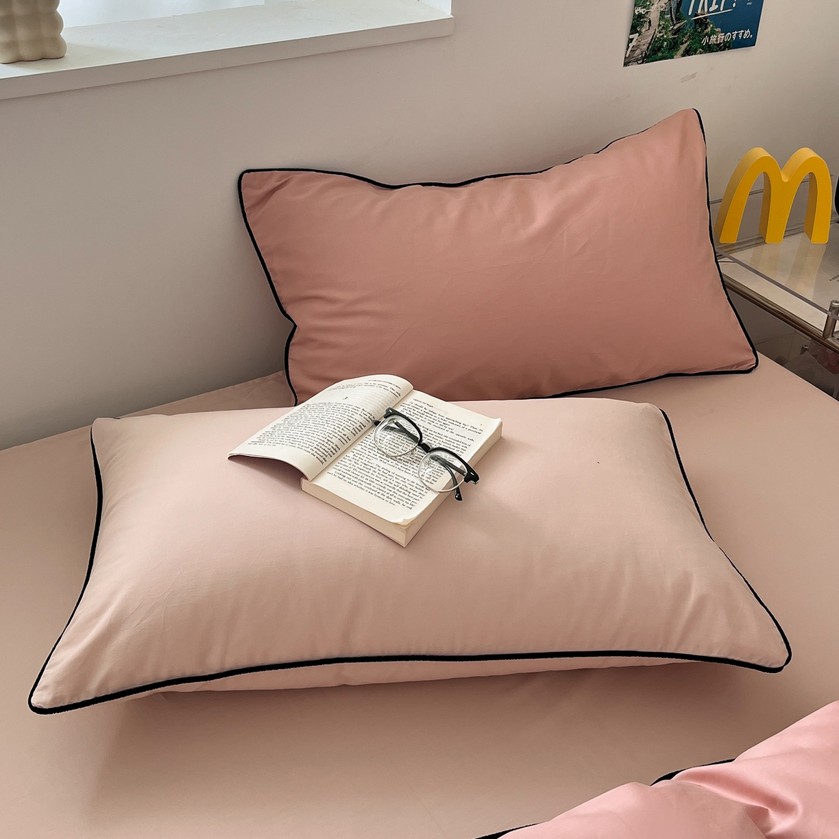 91家纺网 家纺一手货源 找家纺 三朵家纺 2025新款50支加厚全棉纯棉磨毛混搭四件套-美拉德系列 复古粉