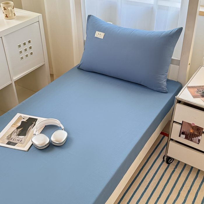 91家纺网 家纺一手货源 找家纺 （总）眠博士 2025新款A类40支13372全棉纯棉纯色学生床三件套