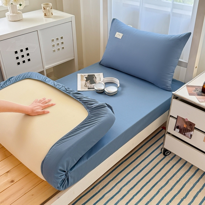 91家纺网 家纺一手货源 找家纺 （总）眠博士 2025新款A类40支13372全棉纯棉纯色学生床三件套