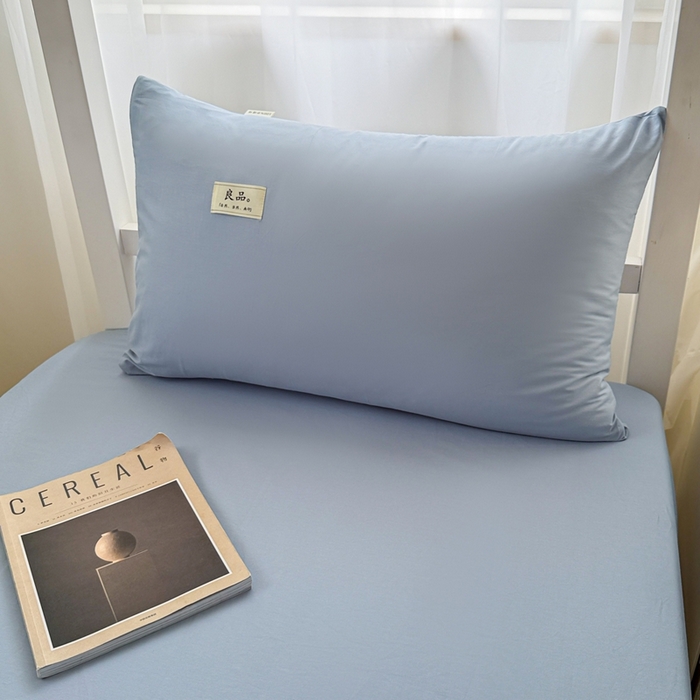 91家纺网 家纺一手货源 找家纺 眠博士 2025新款A类40支13372全棉纯棉纯色学生床三件套 浅蓝