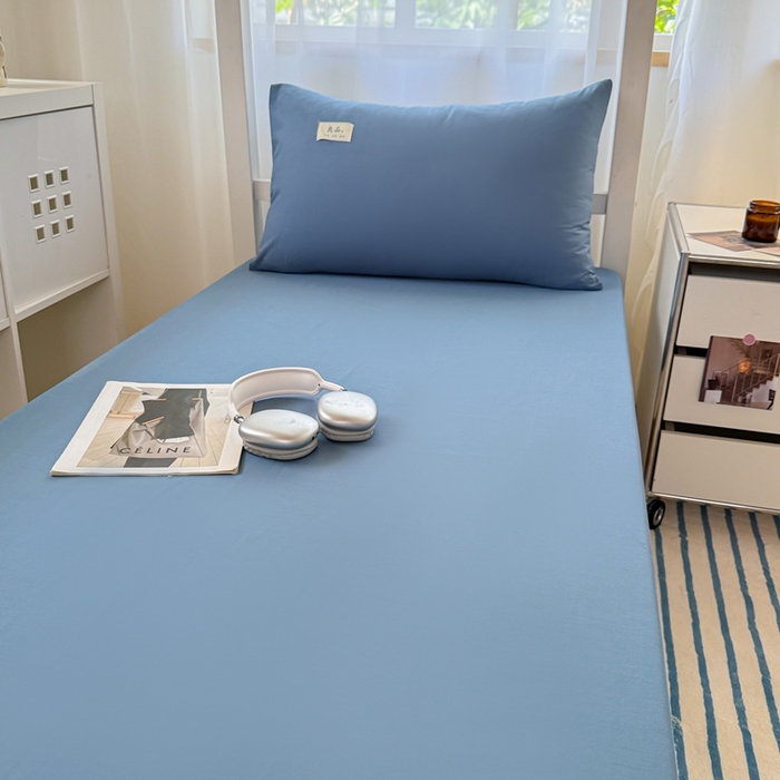 91家纺网 家纺一手货源 找家纺 眠博士 2025新款A类40支13372全棉纯棉纯色学生床三件套 宝蓝