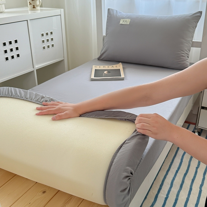 91家纺网 家纺一手货源 找家纺 眠博士 2025新款A类40支13372全棉纯棉纯色学生床三件套 银灰色